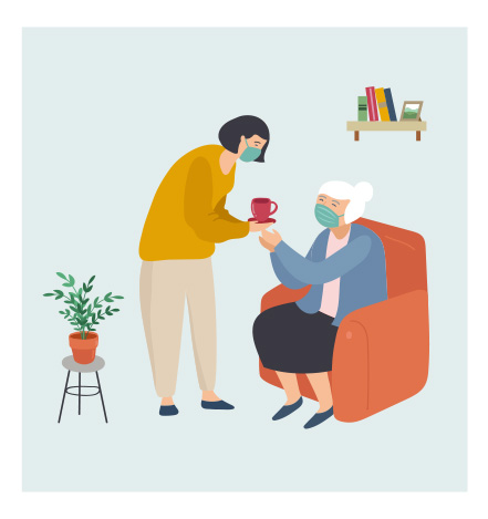 Volunteer providing a cup of tea