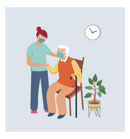 Volunteer helping patient